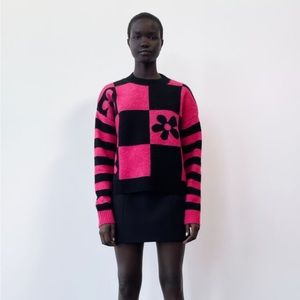 Zara Hot pink & Black oversized sweater SZ medium